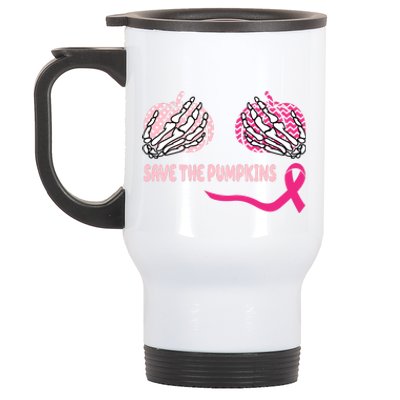 Save The Pumpkins Breast Cancer Awareness Ribbon Stainless Steel Travel Mug