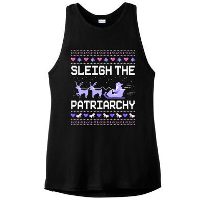 Sleigh The Patriarchy Feminist Feminism Meme Ugly Christmas Gift Ladies PosiCharge Tri-Blend Wicking Tank