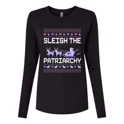 Sleigh The Patriarchy Feminist Feminism Meme Ugly Christmas Gift Womens Cotton Relaxed Long Sleeve T-Shirt