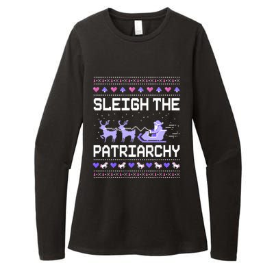 Sleigh The Patriarchy Feminist Feminism Meme Ugly Christmas Gift Womens CVC Long Sleeve Shirt