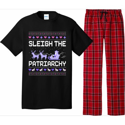 Sleigh The Patriarchy Feminist Feminism Meme Ugly Christmas Gift Pajama Set