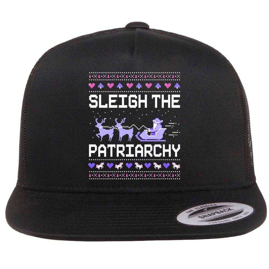Sleigh The Patriarchy Feminist Feminism Meme Ugly Christmas Gift Flat Bill Trucker Hat