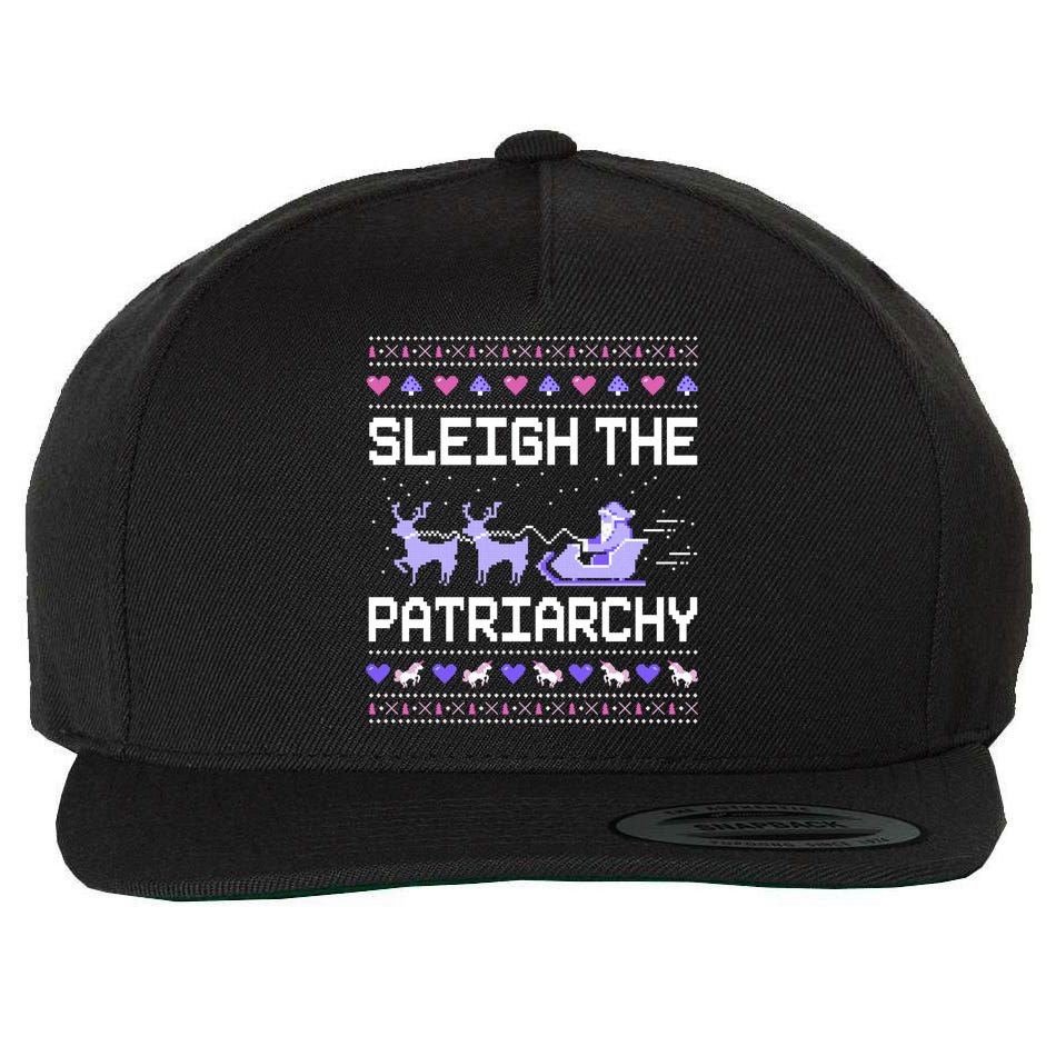 Sleigh The Patriarchy Feminist Feminism Meme Ugly Christmas Gift Wool Snapback Cap