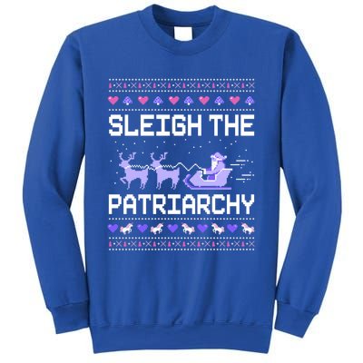 Sleigh The Patriarchy Feminist Feminism Meme Ugly Christmas Gift Sweatshirt