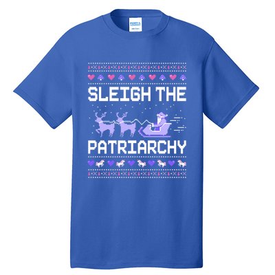 Sleigh The Patriarchy Feminist Feminism Meme Ugly Christmas Gift Tall T-Shirt