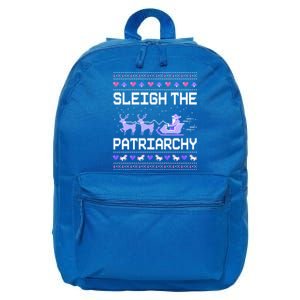 Sleigh The Patriarchy Feminist Feminism Meme Ugly Christmas Gift 16 in Basic Backpack