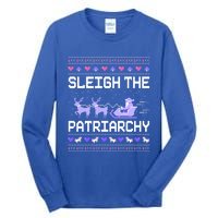 Sleigh The Patriarchy Feminist Feminism Meme Ugly Christmas Gift Tall Long Sleeve T-Shirt