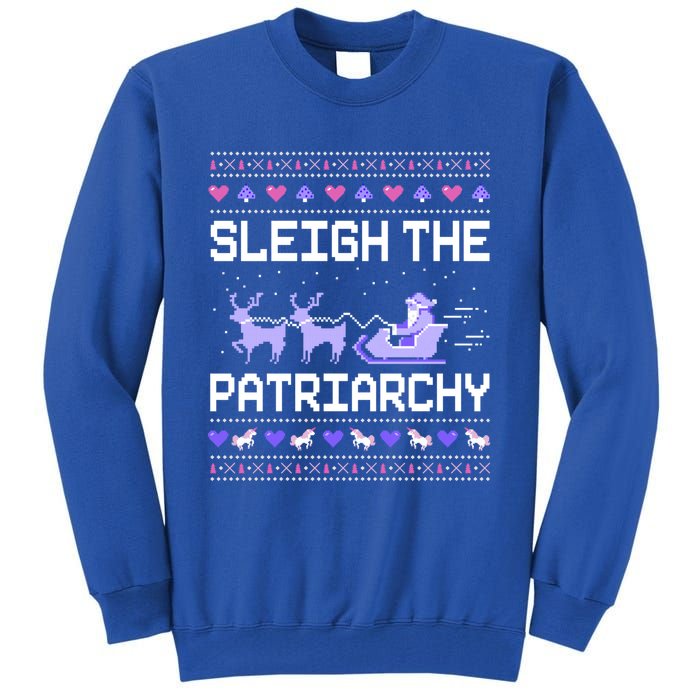 Sleigh The Patriarchy Feminist Feminism Meme Ugly Christmas Gift Tall Sweatshirt