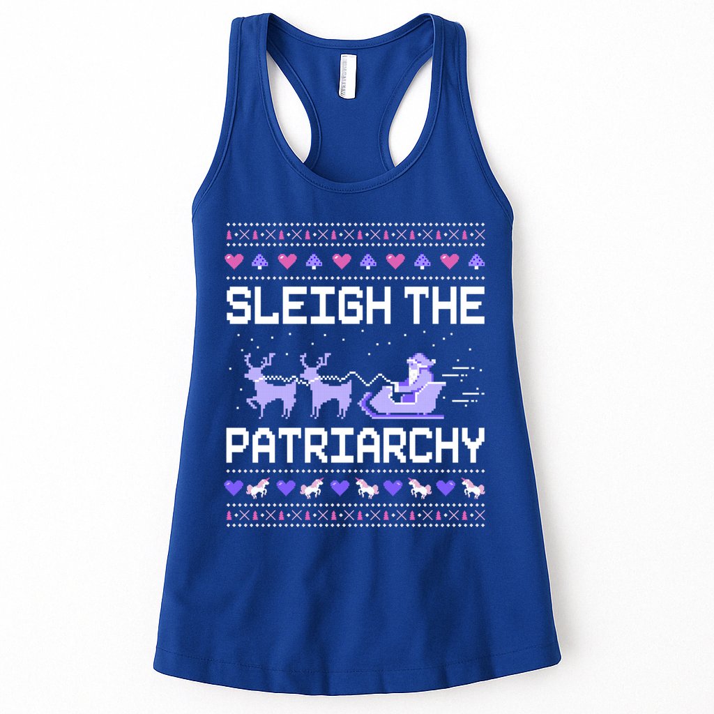 Sleigh The Patriarchy Feminist Feminism Meme Ugly Christmas Gift Womens Tank Top