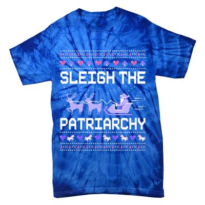 Sleigh The Patriarchy Feminist Feminism Meme Ugly Christmas Gift Tie-Dye T-Shirt