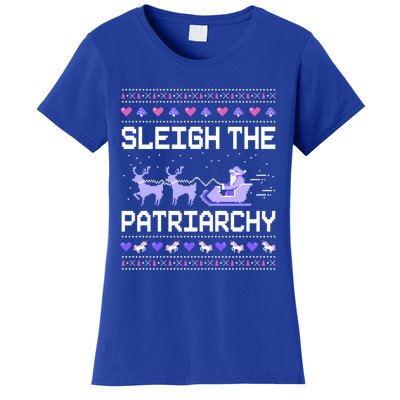 Sleigh The Patriarchy Feminist Feminism Meme Ugly Christmas Gift Women's T-Shirt