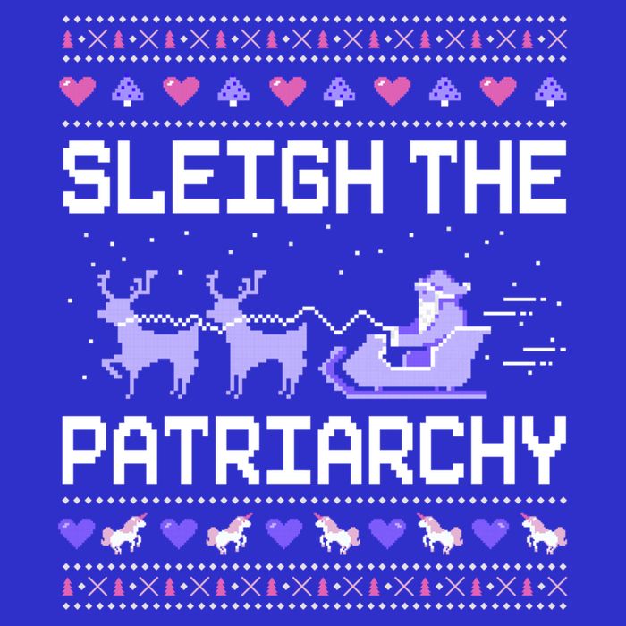 Sleigh The Patriarchy Feminist Feminism Meme Ugly Christmas Gift Kids T-Shirt