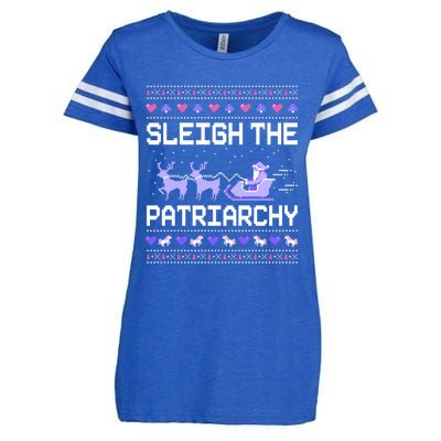 Sleigh The Patriarchy Feminist Feminism Meme Ugly Christmas Gift Enza Ladies Jersey Football T-Shirt