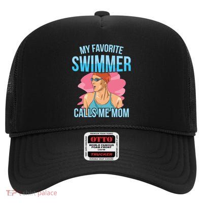 Swim Team Quote For Your Swimming Mom Cool Gift High Crown Mesh Back Trucker Hat