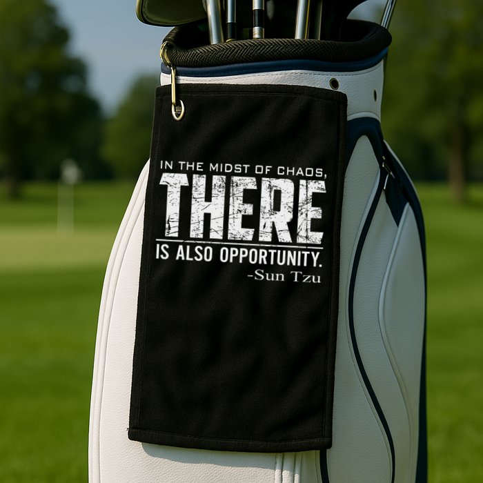 Sun Tzu Quote In The Midst Of Chaos There Is Opportunity Golf Towel