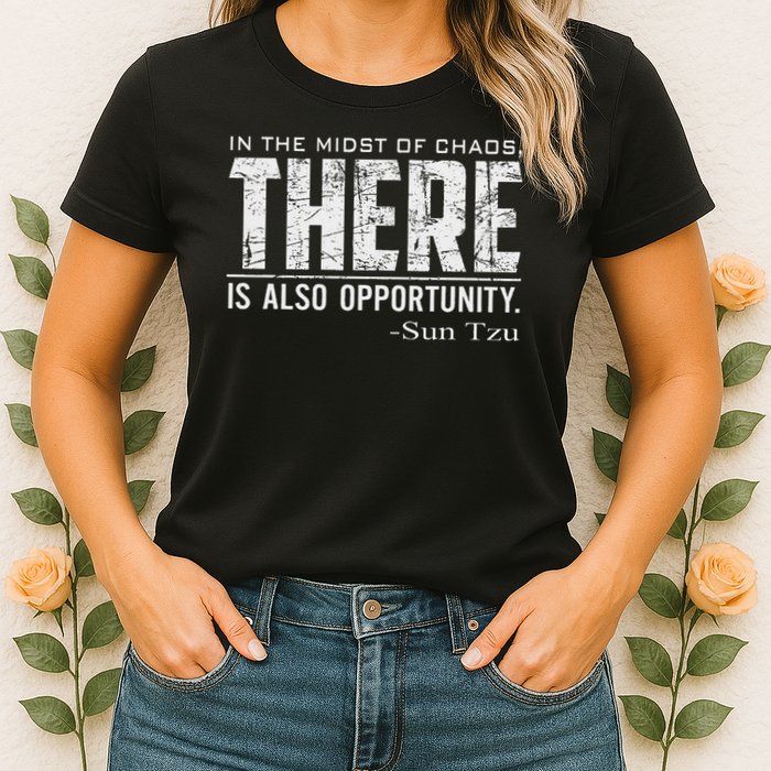 Sun Tzu Quote In The Midst Of Chaos There Is Opportunity Womens T-Shirt