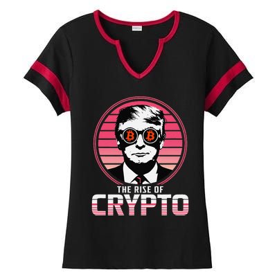 Sarcastic The Rise Of Crypto Bitcoin Trump Decentralize Ladies Halftime Notch Neck Tee