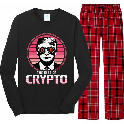 Sarcastic The Rise Of Crypto Bitcoin Trump Decentralize Long Sleeve Pajama Set