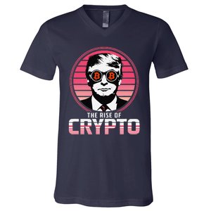 Sarcastic The Rise Of Crypto Bitcoin Trump Decentralize V-Neck T-Shirt