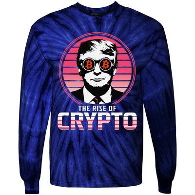 Sarcastic The Rise Of Crypto Bitcoin Trump Decentralize Tie-Dye Long Sleeve Shirt