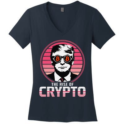 Sarcastic The Rise Of Crypto Bitcoin Trump Decentralize Women's V-Neck T-Shirt