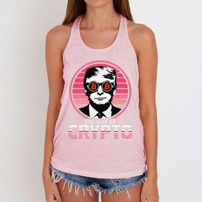 Sarcastic The Rise Of Crypto Bitcoin Trump Decentralize Women's Knotted Racerback Tank