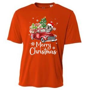 Shih Tzu Riding Red Truck Xmas Merry Christmas Great Gift Cooling Performance Crew T-Shirt