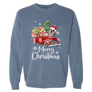 Shih Tzu Riding Red Truck Xmas Merry Christmas Great Gift Garment-Dyed Sweatshirt