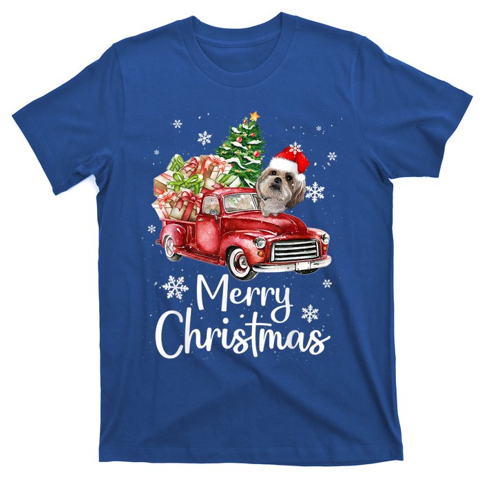 Shih Tzu Riding Red Truck Xmas Merry Christmas Great Gift T-Shirt