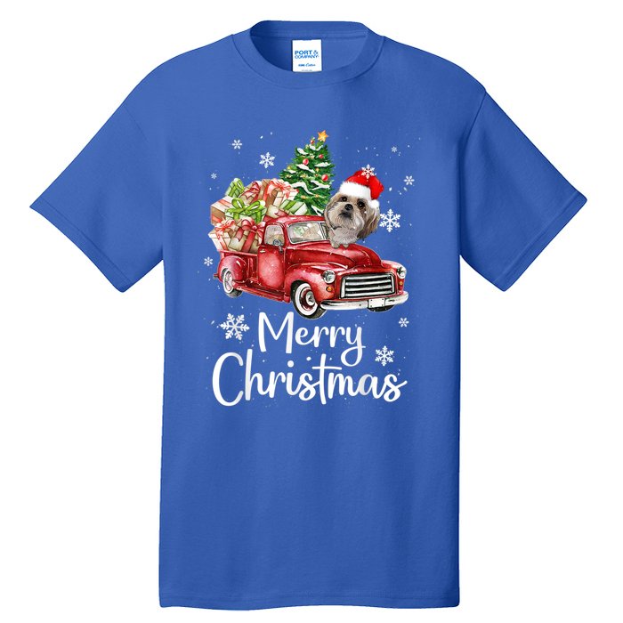 Shih Tzu Riding Red Truck Xmas Merry Christmas Great Gift Tall T-Shirt