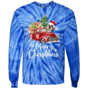 Shih Tzu Riding Red Truck Xmas Merry Christmas Great Gift Tie-Dye Long Sleeve Shirt