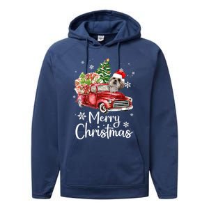 Shih Tzu Riding Red Truck Xmas Merry Christmas Great Gift Performance Fleece Hoodie