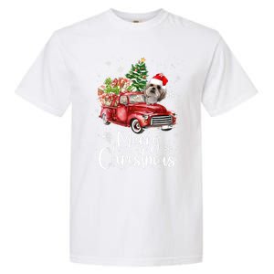 Shih Tzu Riding Red Truck Xmas Merry Christmas Great Gift Garment-Dyed Heavyweight T-Shirt