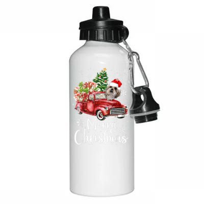 Shih Tzu Riding Red Truck Xmas Merry Christmas Great Gift Aluminum Water Bottle 