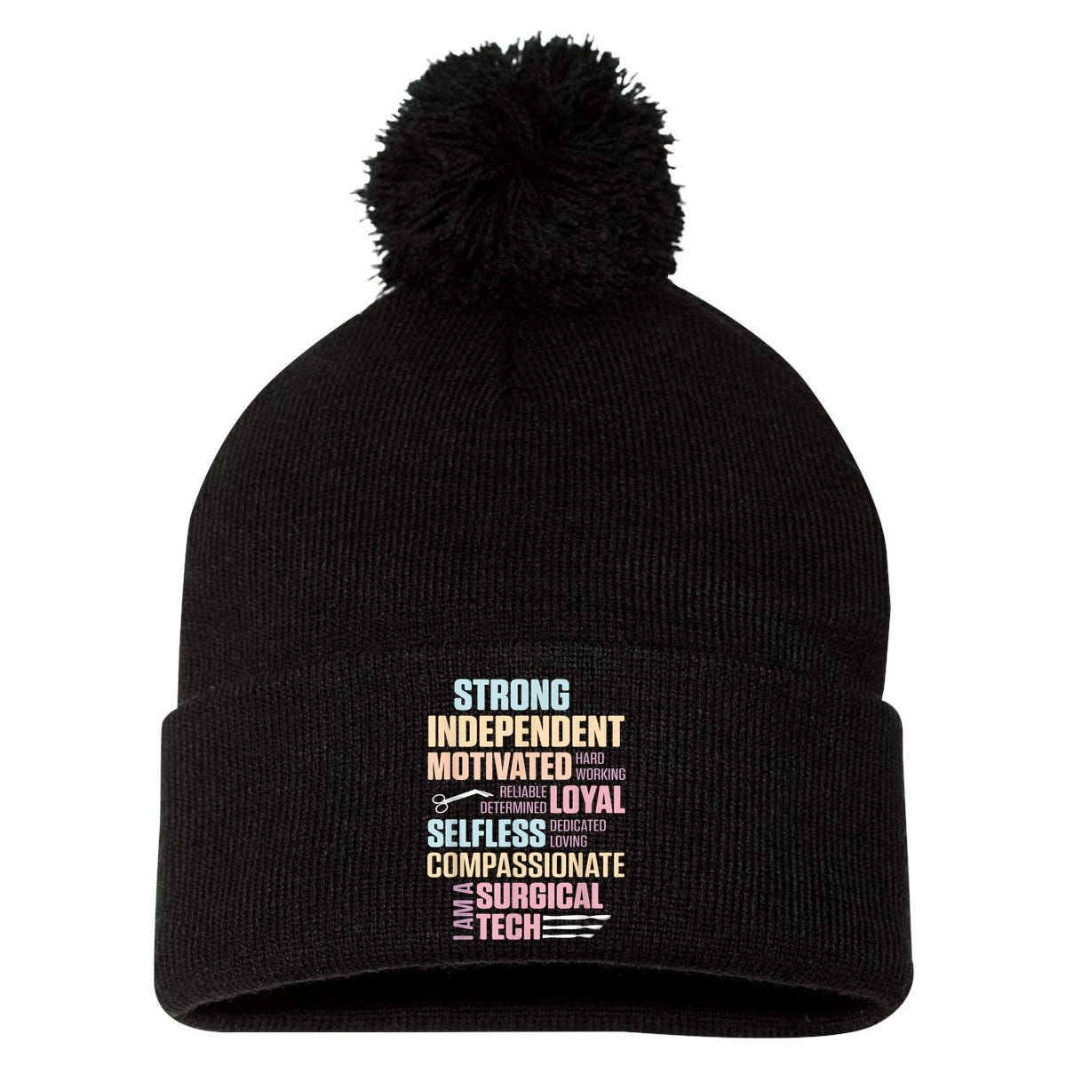 Surgical Technologist Rely Scrub Tech Pom Pom 12in Knit Beanie