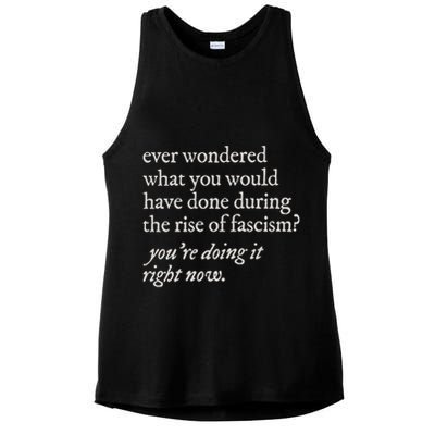 stop the rise of fascism leftist Ladies PosiCharge Tri-Blend Wicking Tank