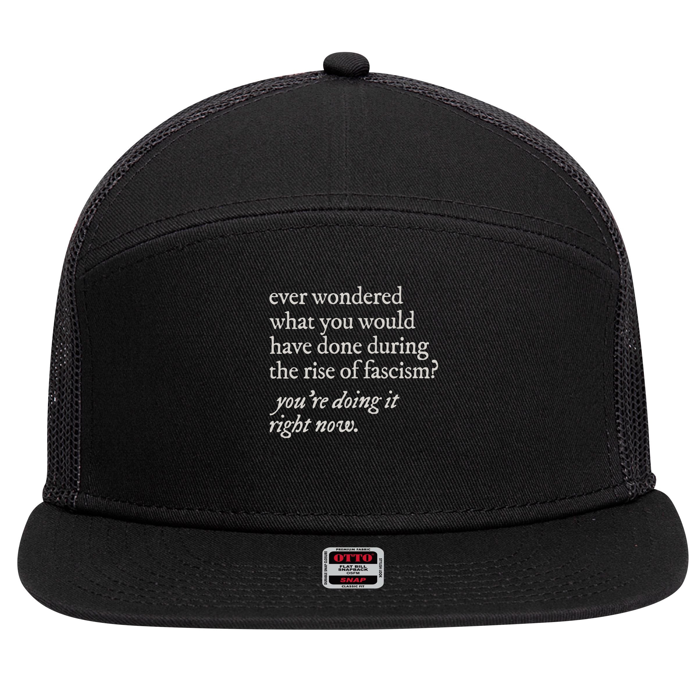 stop the rise of fascism leftist 7 Panel Mesh Trucker Snapback Hat