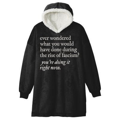 stop the rise of fascism leftist Hooded Wearable Blanket