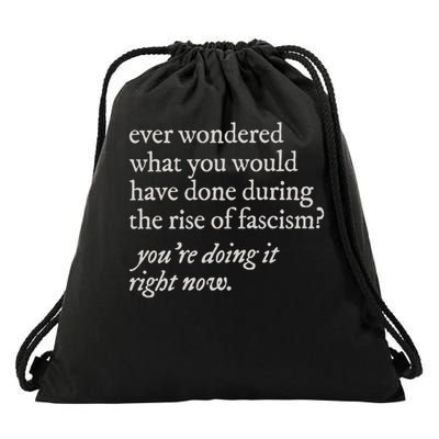 stop the rise of fascism leftist Drawstring Bag