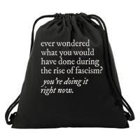 stop the rise of fascism leftist Drawstring Bag