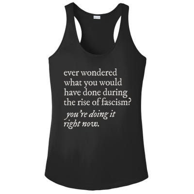 stop the rise of fascism leftist Ladies PosiCharge Competitor Racerback Tank