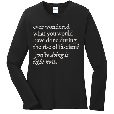 stop the rise of fascism leftist Ladies Long Sleeve Shirt
