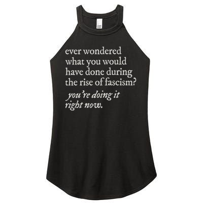 stop the rise of fascism leftist Women's Perfect Tri Rocker Tank