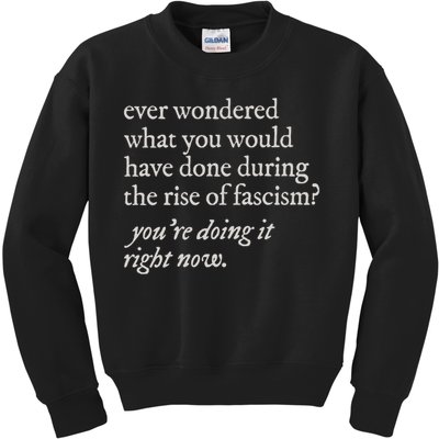 stop the rise of fascism leftist Kids Sweatshirt