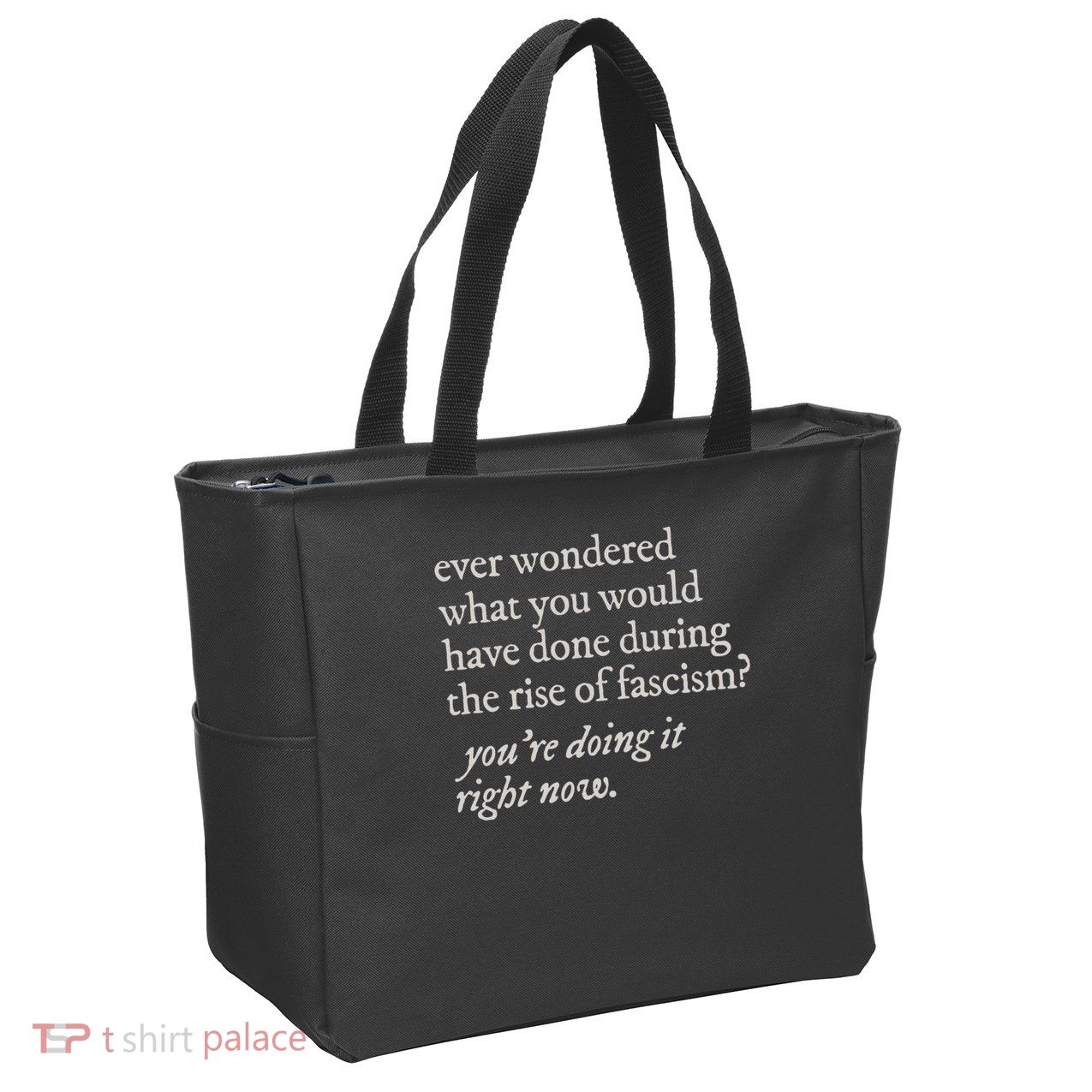 stop the rise of fascism leftist Zip Tote Bag