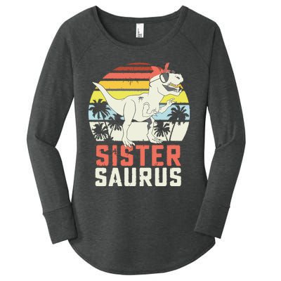 Sistersaurus T Rex Dinosaur Sister Saurus Family Matching Women's Perfect Tri Tunic Long Sleeve Shirt