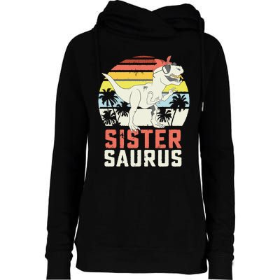 Sistersaurus T Rex Dinosaur Sister Saurus Family Matching Womens Funnel Neck Pullover Hood