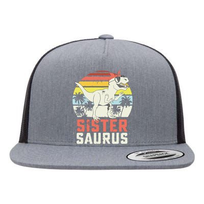 Sistersaurus T Rex Dinosaur Sister Saurus Family Matching Flat Bill Trucker Hat