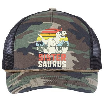 Sistersaurus T Rex Dinosaur Sister Saurus Family Matching Retro Rope Trucker Hat Cap