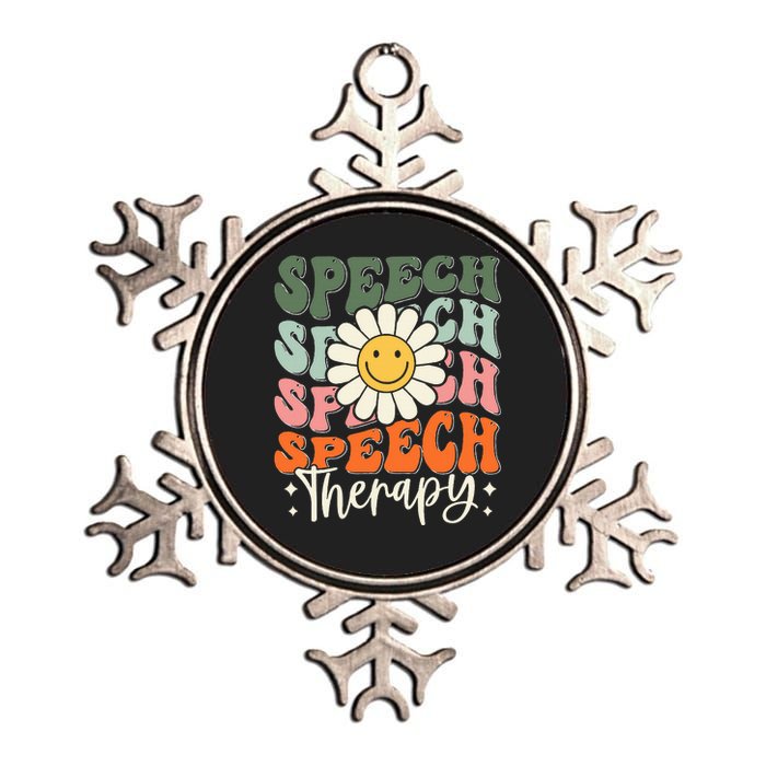 Speech Therapy Retro Speech Language Pathologist Therapist Metallic Star Ornament